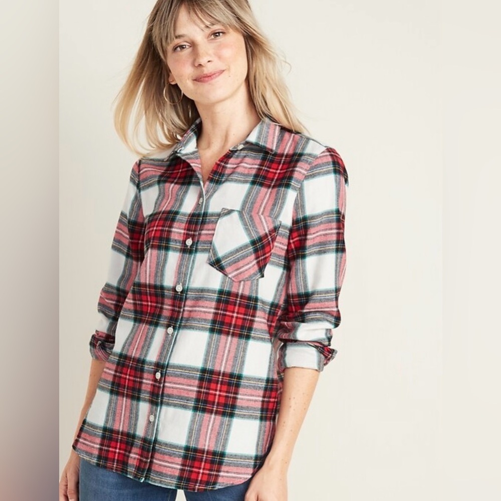 Maurices Red and Black Plaid Flannel Shirt